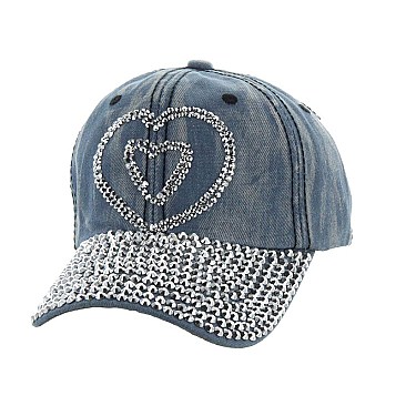 "HEART" Symbol Rhinestone Cap MEZ888