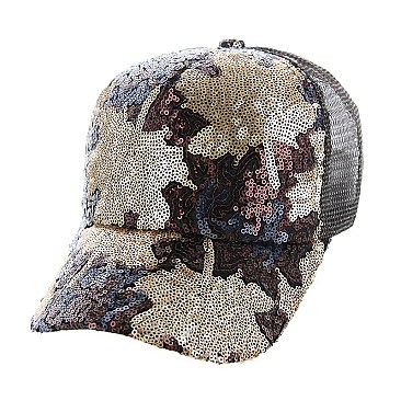 Fall Leaves Sequin Fashion Cap MEZ891