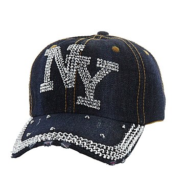 "NY" Rhinestone Cap MEZ897