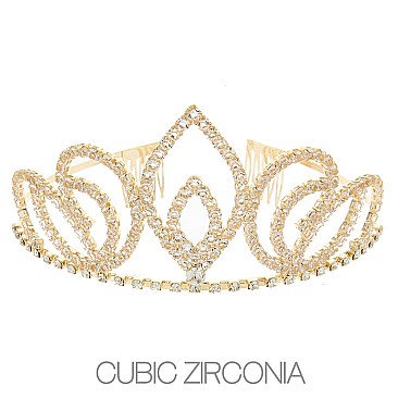 LAYERED LEAF BRIDAL PAGEANT TIARA