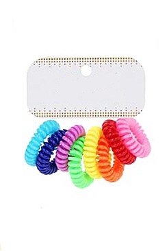 Pack of 12 Adorable 8pc Assorted Color Phone Cord Hair Tie Set