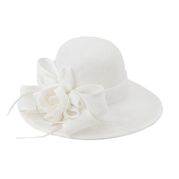 WOVEN ROSE BOW TEA HAT