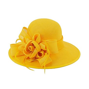 WOVEN ROSE BOW TEA HAT