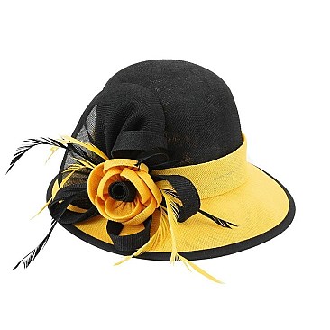 TWO TONE GATSBY LOOP FLAX FABRIC HAT