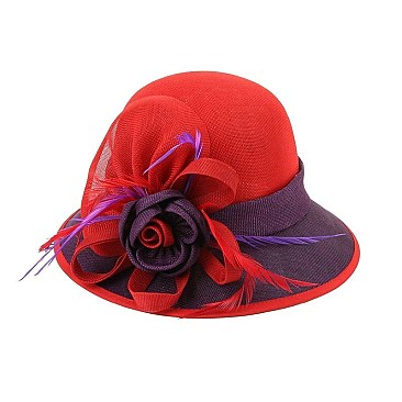 TWO TONE GATSBY LOOP FLAX FABRIC HAT