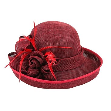 ROSE FLAX FABRIC CURVED BRIM HAT