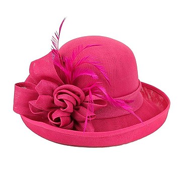 ROSE FLAX FABRIC CURVED BRIM HAT