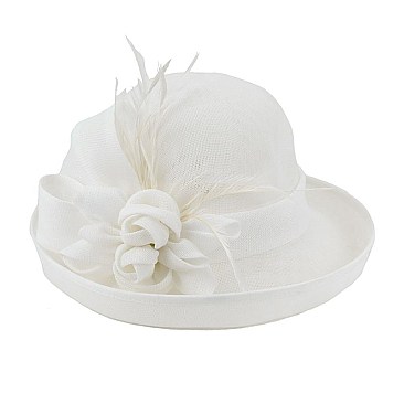 ROSE FLAX FABRIC CURVED BRIM HAT