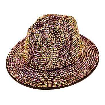 Rhinestone Fedora Hat for Women - Trendy Vibrant Colors