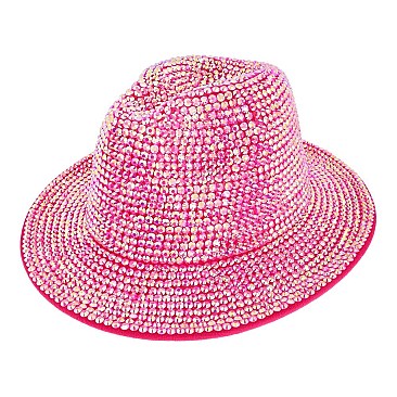 Rhinestone Fedora Hat for Women - Trendy Vibrant Colors