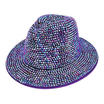 Rhinestone Fedora Hat for Women - Trendy Vibrant Colors