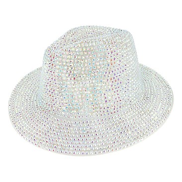 Rhinestone Fedora Hat for Women - Trendy Vibrant Colors