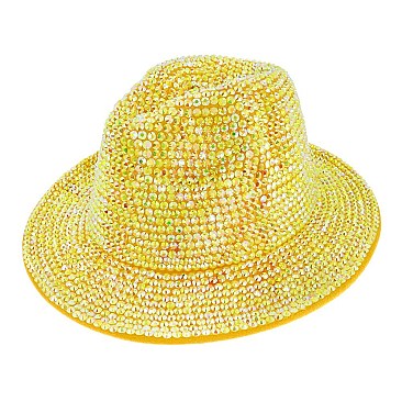 Rhinestone Fedora Hat for Women - Trendy Vibrant Colors