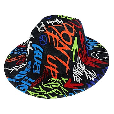 TRENDY Colorful Graffiti Fedora Hat for Women
