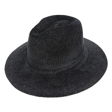 FASHIONABLE CORDUROY WIDE BRIM FEDORA HAT