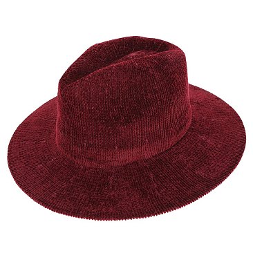 FASHIONABLE CORDUROY WIDE BRIM FEDORA HAT