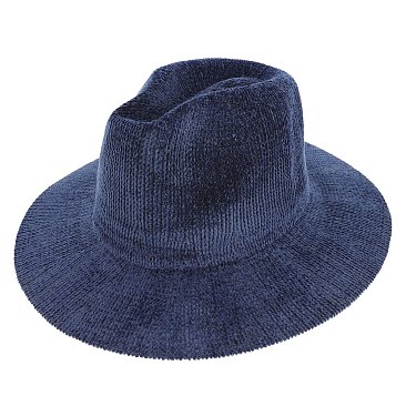 FASHIONABLE CORDUROY WIDE BRIM FEDORA HAT