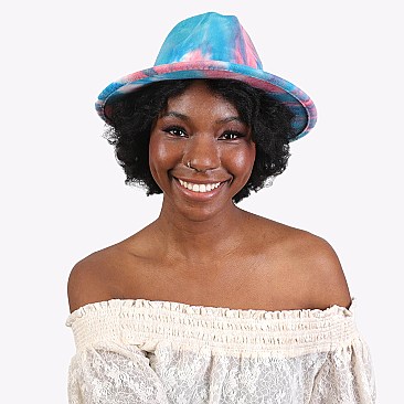 Cloudy TIE DYE MULTI COLOR PRINT Fedora Hat for Women