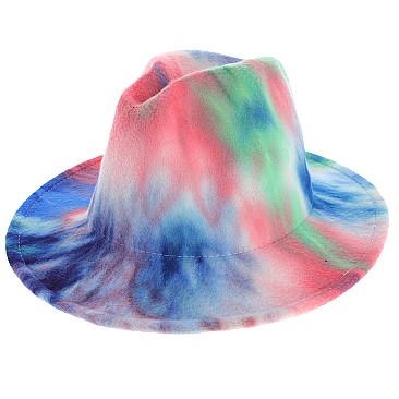 Cloudy TIE DYE MULTI COLOR PRINT Fedora Hat for Women