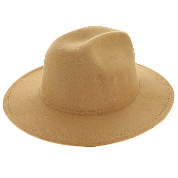 FASHIONABLE SOLID COLOR WIDE BRIM FEDORA HAT