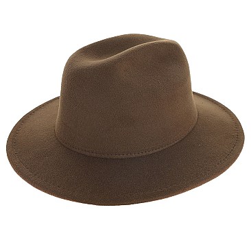 FASHIONABLE SOLID COLOR WIDE BRIM FEDORA HAT