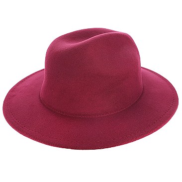 FASHIONABLE SOLID COLOR WIDE BRIM FEDORA HAT