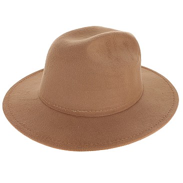 FASHIONABLE SOLID COLOR WIDE BRIM FEDORA HAT