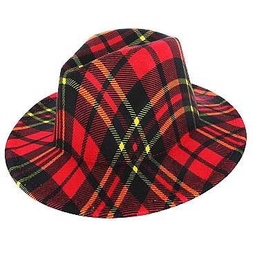 PLAID PRINT Fedora Hat for Women