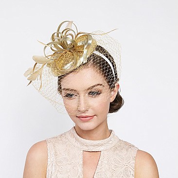 Classy Fascinator with Loopy Sinamay W feather