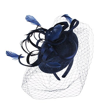 Classy Fascinator with Loopy Sinamay W feather