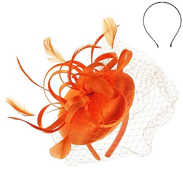 Classy Fascinator with Loopy Sinamay W feather