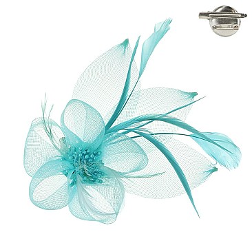 Trendy Feathered Mesh Flower W/leaf