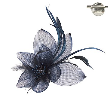 Trendy Feathered Mesh Flower W/leaf