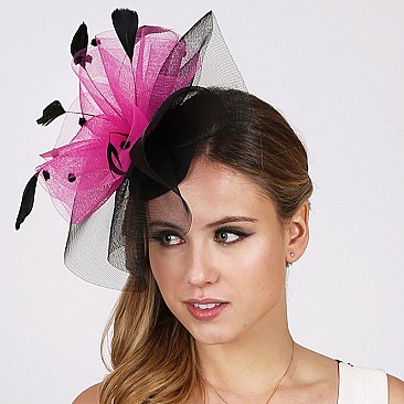 Fashionable Church Fascinator With Floral Center