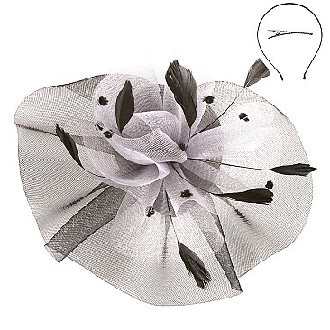 Fashionable Church Fascinator With Floral Center