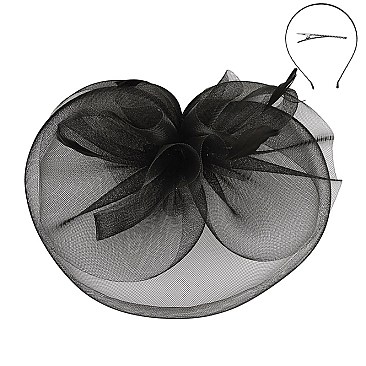 Classy Fascinator with Ruffle Mesh W/feather SLHTH1299