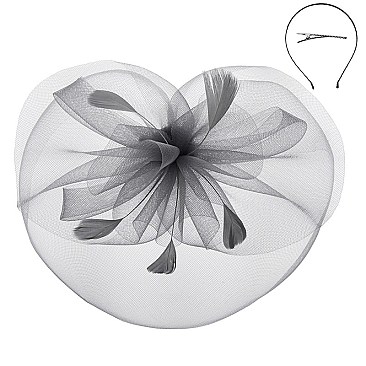 Classy Fascinator with Ruffle Mesh W/feather SLHTH1299