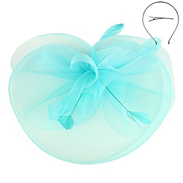 Classy Fascinator with Ruffle Mesh W/feather SLHTH1299