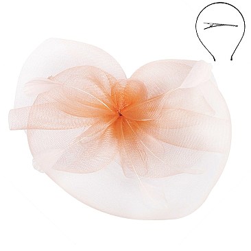 Classy Fascinator with Ruffle Mesh W/feather SLHTH1299