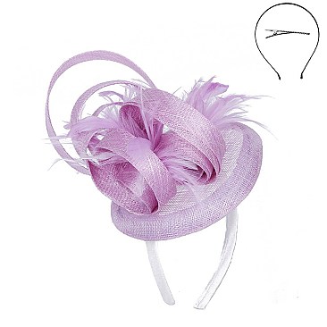 Classy Mini Church Fascinator With Flower Center & Feathers