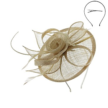 Fashionable Silver Elegant Dressy Fascinator With Floral Center & Feathers SLHTH2091