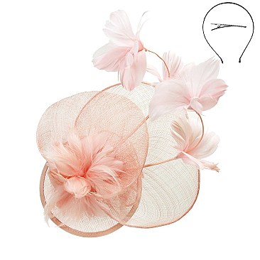 Fashionable Sinamay Headband W/long Feathers SLHTH2113