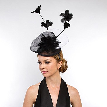 Fashionable Sinamay Headband W/long Feathers SLHTH2113