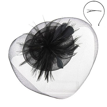 Fashionable Headband/pin with Large Mesh W/feather SLHTH2117