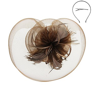 Fashionable Headband/pin with Large Mesh W/feather SLHTH2117