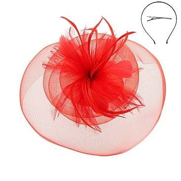 Fashionable Headband/pin with Large Mesh W/feather SLHTH2117