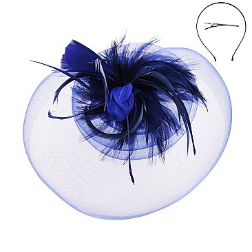 Fashionable Headband/pin with Large Mesh W/feather SLHTH2117