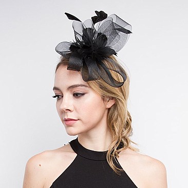 Classy  Headband/pin with Loopy Mesh W/feather SLHTH2123