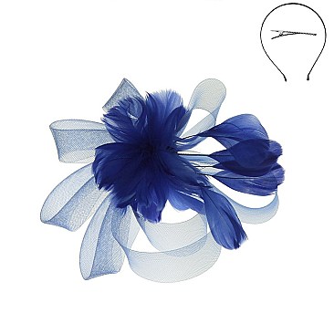 Classy  Headband/pin with Loopy Mesh W/feather SLHTH2123