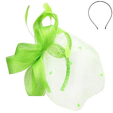 Fashionable Sinamay Feather Birdcage Veil Headband SLHTH2164